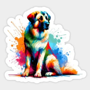 Colorful Anatolian Shepherd Dog in Abstract Splash Art Sticker